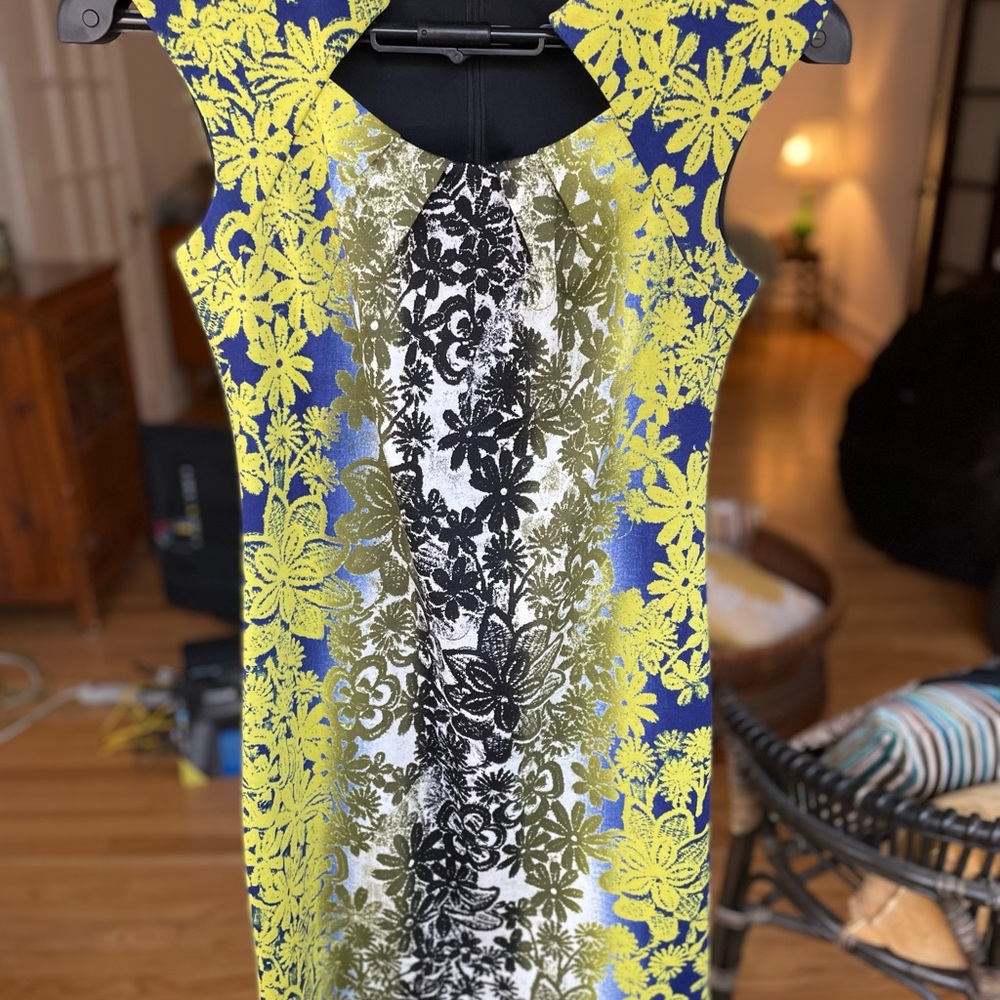 London Times Printed Midi Sheath Dress
